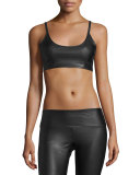 Elastic Coated Snake-Embossed Sports Bra