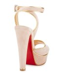 Louloudance Suede Platform Red Sole Sandal, Pink/Gold