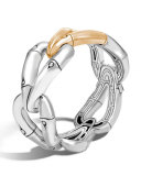 Bamboo Sterling Silver Bangle w/18K Link