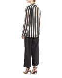 Belted Deep-V Wide-Leg Jumpsuit, Black