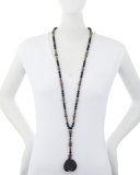 Emerson Long Beaded Agate Necklace, Navy