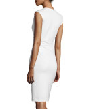 Leora Sleeveless Crepe Sheath Dress, White