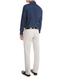 Five-Pocket Straight-Leg Denim Jeans, Chalk