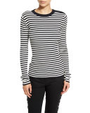 Keenan Ribbed Striped Sweater, Midnight/White