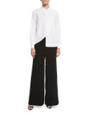 Asymmetric Long-Sleeve Poplin Shirt