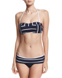 Castaway Striped Skirted Hipster Swim Bottom, Blue/White