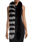 Candy Cane Fox Fur Scarf, Black/Gray