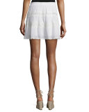 Francesca Crochet-Inset A-Line Skirt, Ivory