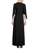 Megane Cape-Sleeve Maxi Dress, Black