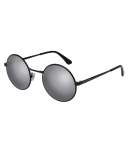 Round Mirrored Metal Sunglasses, Black
