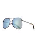 Megalast Geometric Aviator Sunglasses, Silver