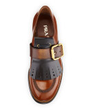 Kiltie Fringe Single-Monk Oxford Shoe, Tabacco/Black 