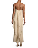 Bernadine Tiered Chiffon Slip Gown, Palomino