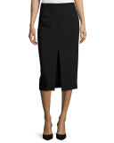 Front-Slit Pencil Skirt, Black