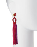 Long Gradient Looped Tassel Earrings, Pink