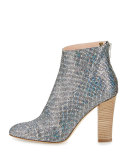 Minnie Sequined Almond-Toe Bootie, Scintillate Silver