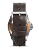 43mm Dutch Harbor Watch with Leather Strap, Green/Brown