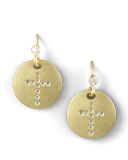 Pave Diamond Cross Medallion Earrings