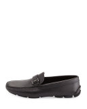 Saffiano Side-Buckle Driver, Black