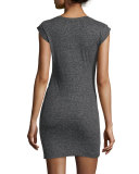 Athos Cap-Sleeve Mini Dress, Black