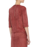 Suede Half-Sleeve Top, Dusty Rose
