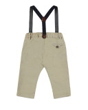 Stretch Twill Straight-Leg Pants w/ Suspenders, Sand, Size 12-36 Months