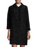 Alexis 3/4-Sleeve Lurex® Tweed Coat, Black
