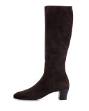 Suede Side-Zip Knee Boot, Gray