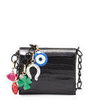 Gio Crocodile Charm Crossbody Bag, Black