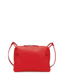 Intrecciato Small Zip Crossbody Bag, Red