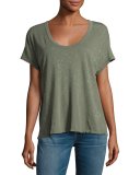 The Slouchy Scoop-Neck Tee, Dusty Olive