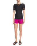 Scallop-Hem Pull-On Shorts