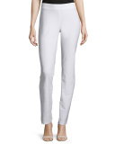 Washable-Crepe Boot-Cut Pants, White, Plus Size