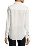 contrast-stitch silk shirt, french cream