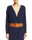 Wide Leather Belt, Tan Vachetta