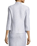 Sparkle Twilight Knit 3/4-Sleeve Jacket, Silver/Multi