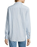 Eileen Long-Sleeve Button-Front Shirt, Light Blue