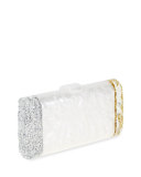 Lara Acrylic Ice Clutch Bag, White/Silver/Gold