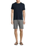 Double-Face Raw-Hem Sweat Shorts, Light Gray