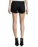 Studded Cut-Off Denim Shorts, Black