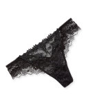 Cristal D'Art Floral-Lace Thong, Black