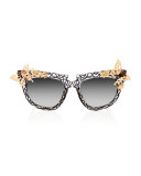 Ladybird Printed Cat-Eye Sunglasses, Crystal