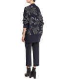 Silk-Blend Scoop-Neck Shell, Navy