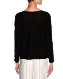 Check Sheer-Insert Sweater, Black