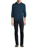 Birdseye Knit Pullover Hoodie, Prussian Blue