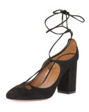 Dancer Suede Lace-Up 85mm Pump, Black
