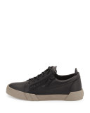 Men's Leather Low-Top Sneaker, Black