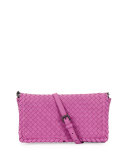 Small Woven Leather Clutch Bag, Pink