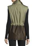 Kinsley Cotton Colorblock Vest, Army Green