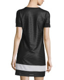 Valerie Mesh Mini Dress, Black/White